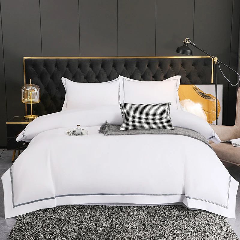 wholesale  Custom Size Thread Count White sheet Duvet Cover  Luxury 100 cotton 5 Star Hotel Bedding Set