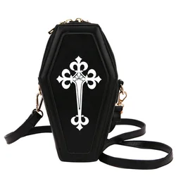 New European and American fashion retro dark personality cross coffin female tide pu messenger bag shoulder bag female