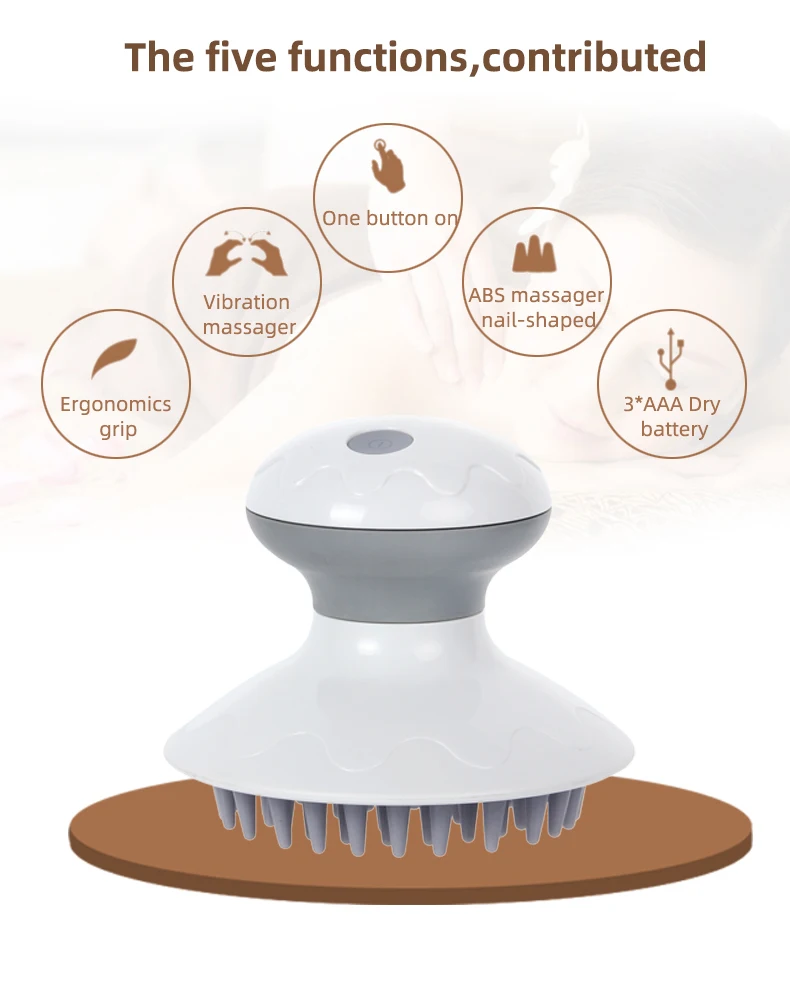 2-1 Waterproof Vibration Portable Kneading Scalp Head Neck Relief Anti-Stress Electric Head Washing & Massager