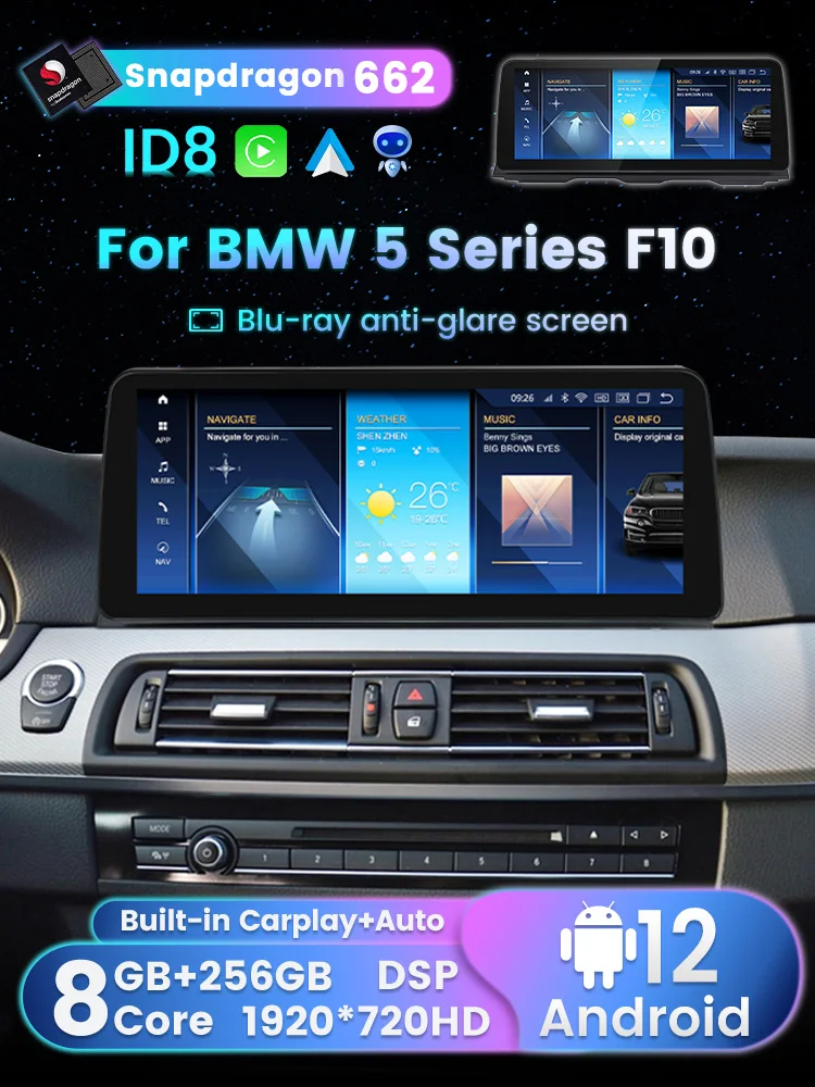 MEKEDE 12.3' Car Dvd Player Stereo 4G LTE WIFI Carplay Audio Radio for BMW 5 Series F10 CIC NBT System Android Auto Video IPS