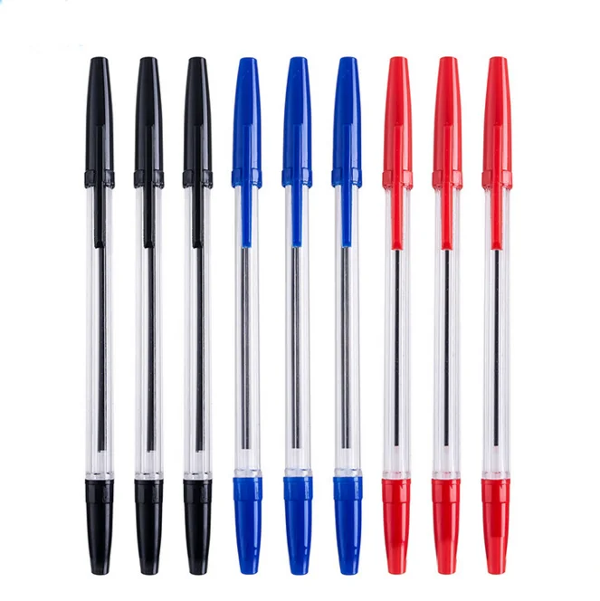 Hot Multifunctional factory wholesale cheapest simple red blue black plastic ballpoint pen