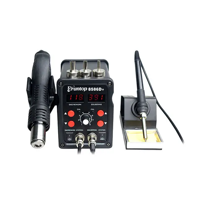 Eruntop 8586D Double Digital Display Soldering Station Hot Air Gun Iron Welding Table Equipment Smd Rework Soldering Station