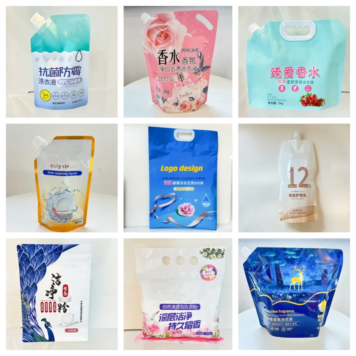 750ml 1000ml Mylar Doypack Plastic Nylon Packaging Material Dish Washing Liquid Soap Spout Pouch