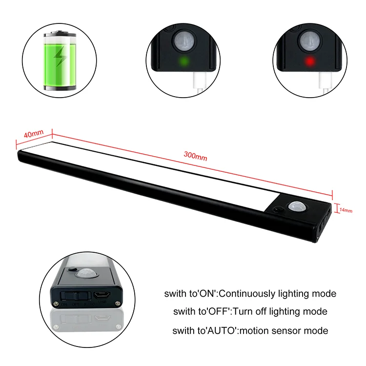 Wireless LED Closet Light Motion Sensor Kitchen Cabinet Lights Battery Powered