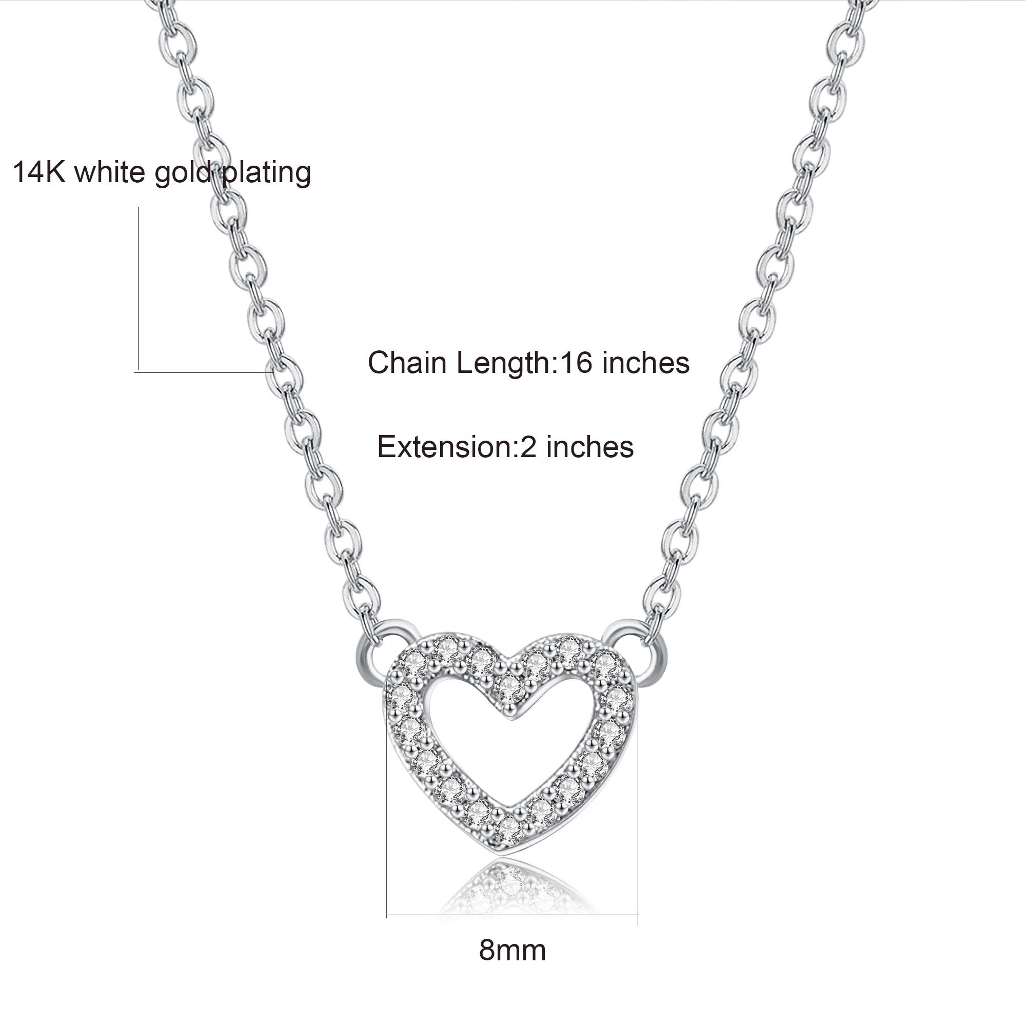 14K Gold Plated Infinity Necklace Bridesmaids Gifts Heart Pendent Necklace With Clear CZ Stones