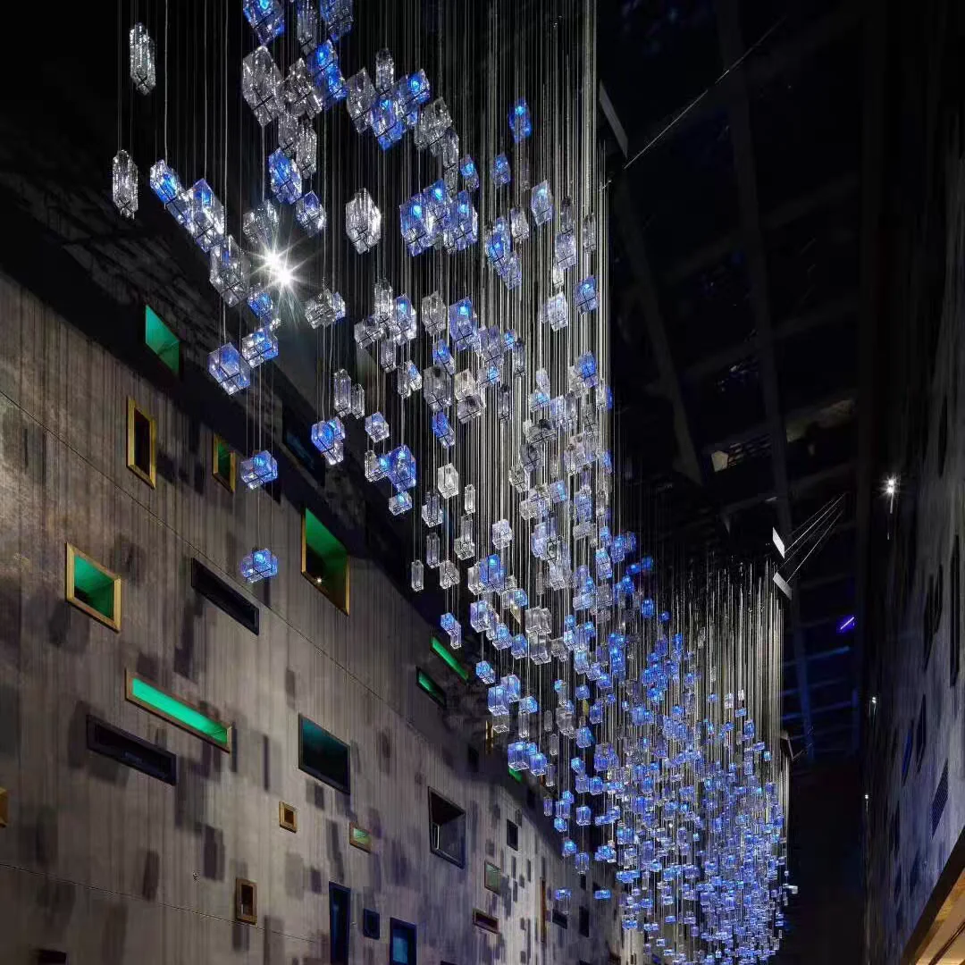 Custom Large-Scale Hotel Villa Club Lobby Shopping Square Crystal Chandelier