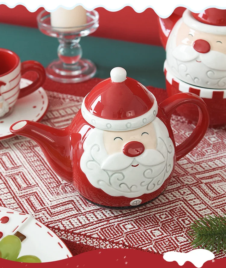 Harmony Nordic Stitching Santa Claus Bowls and Plates Tableware Set Christmas cups and saucer