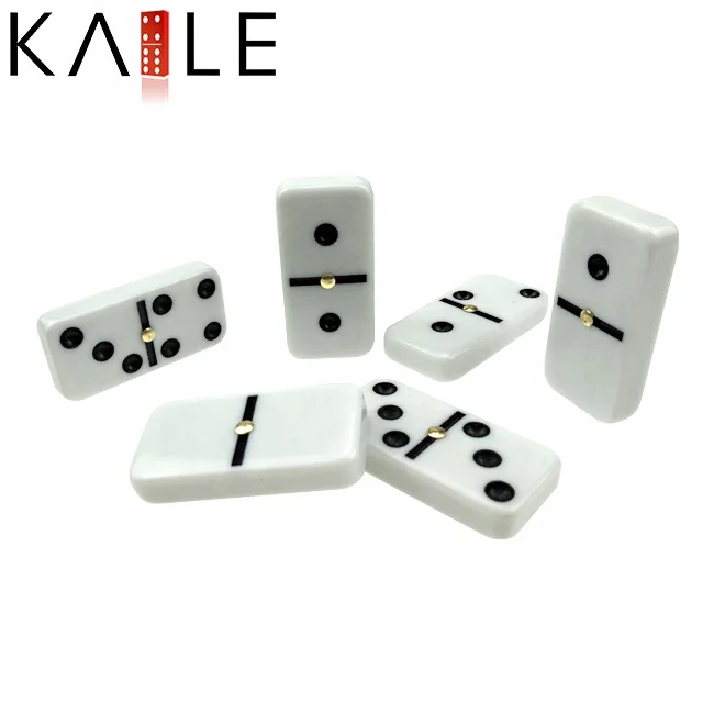 Kaile factory wholesales double 6 domino tile set custom black dot with travel zipper bag casino grade for gambling game