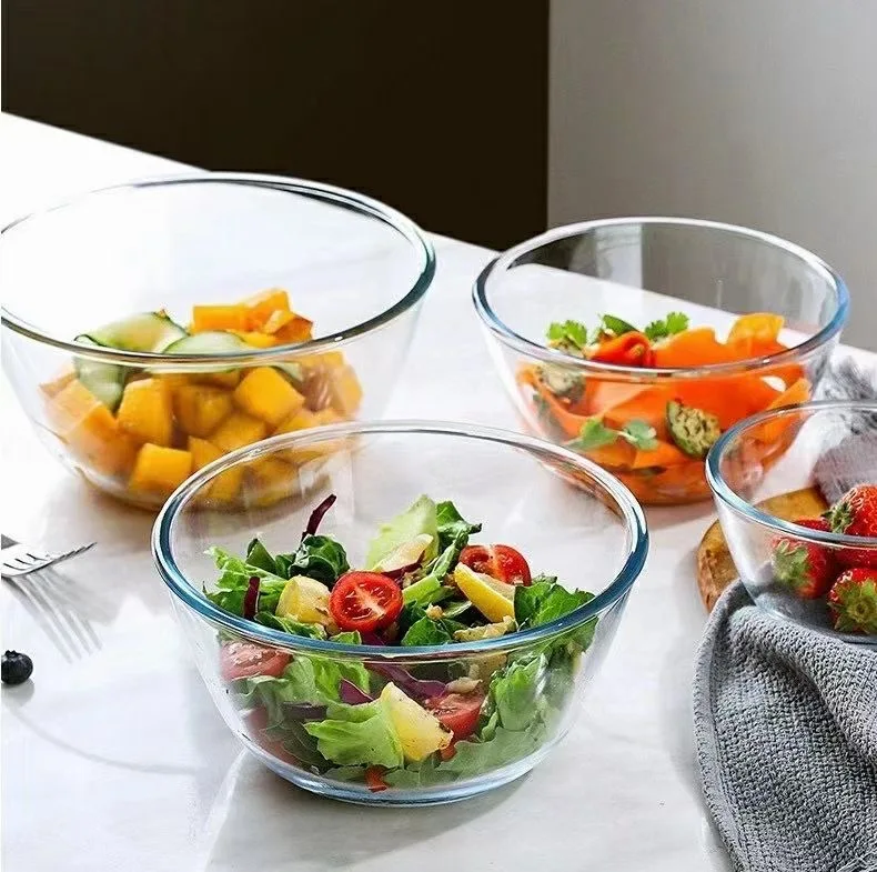 China Factory Price Hand Made Multifunctional Transparent Salad Glass Bowls