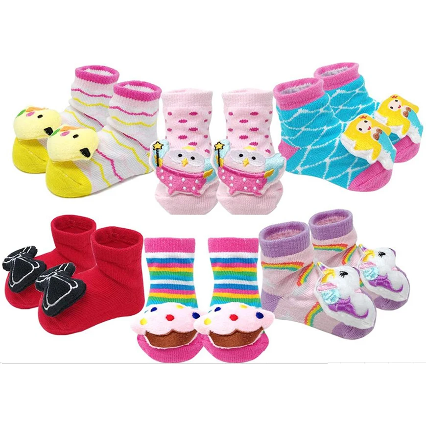 
T-2 newborn 3D cartoon funny cute baby girl organic cotton rubber bottom baby socks kids sock shoes non slip for baby boy 