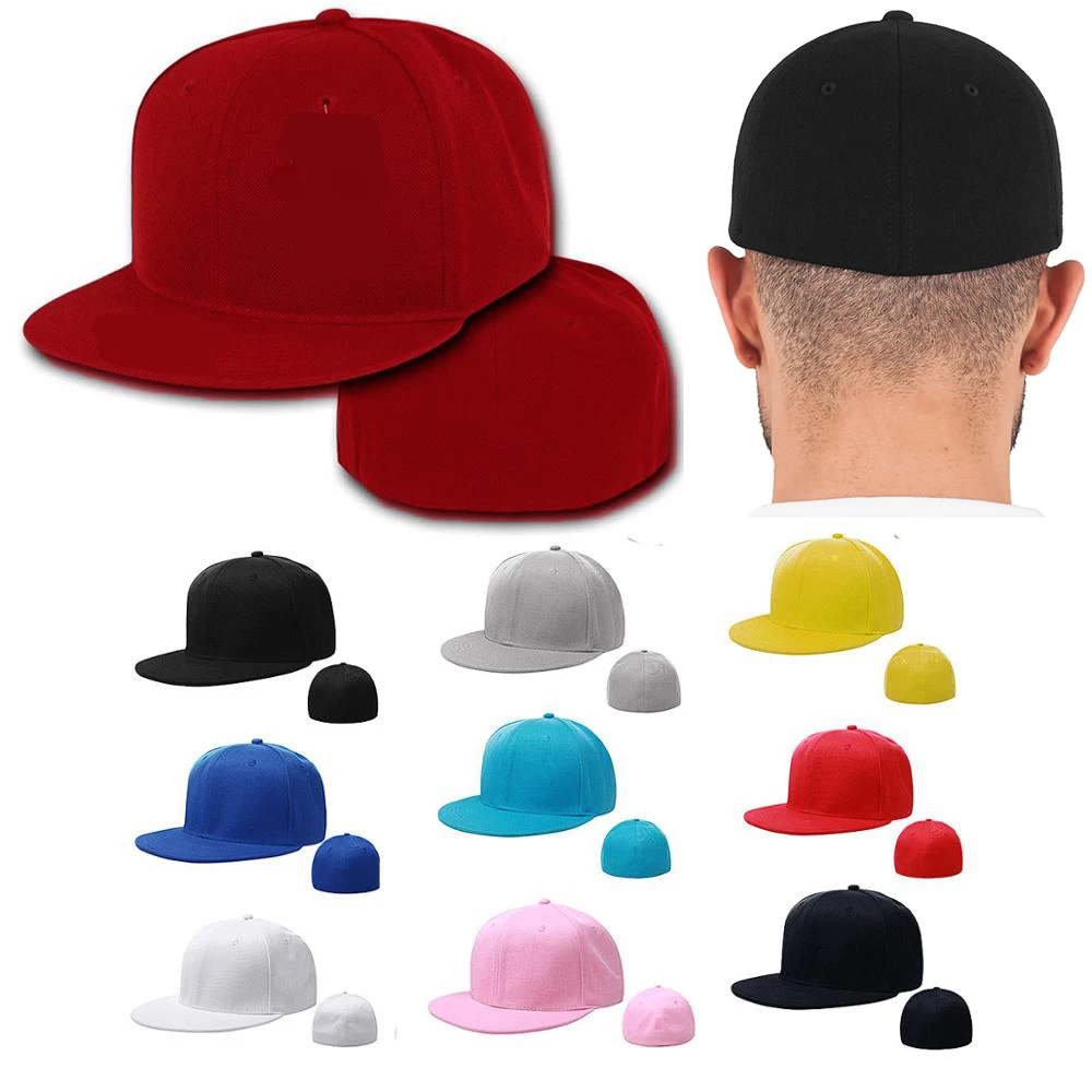 closed back embroidery blank flat brim custom flex snapback fitted hats for men