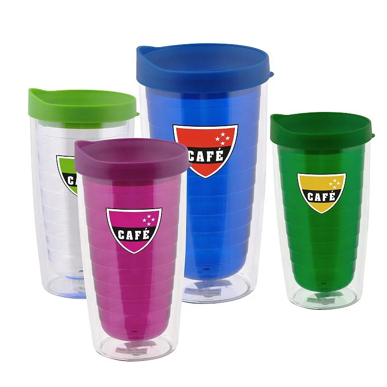 Hot sell Durable 15 oz Thermo Plastic Coffee Cup Double Wall Custom Printing Drinking Mug Take It To Go with Lids