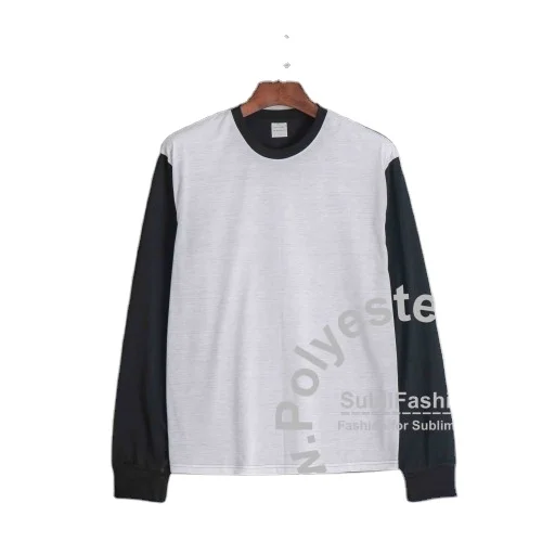 High Quality Black White Long Sleeves T-shirt Sublimation Blank