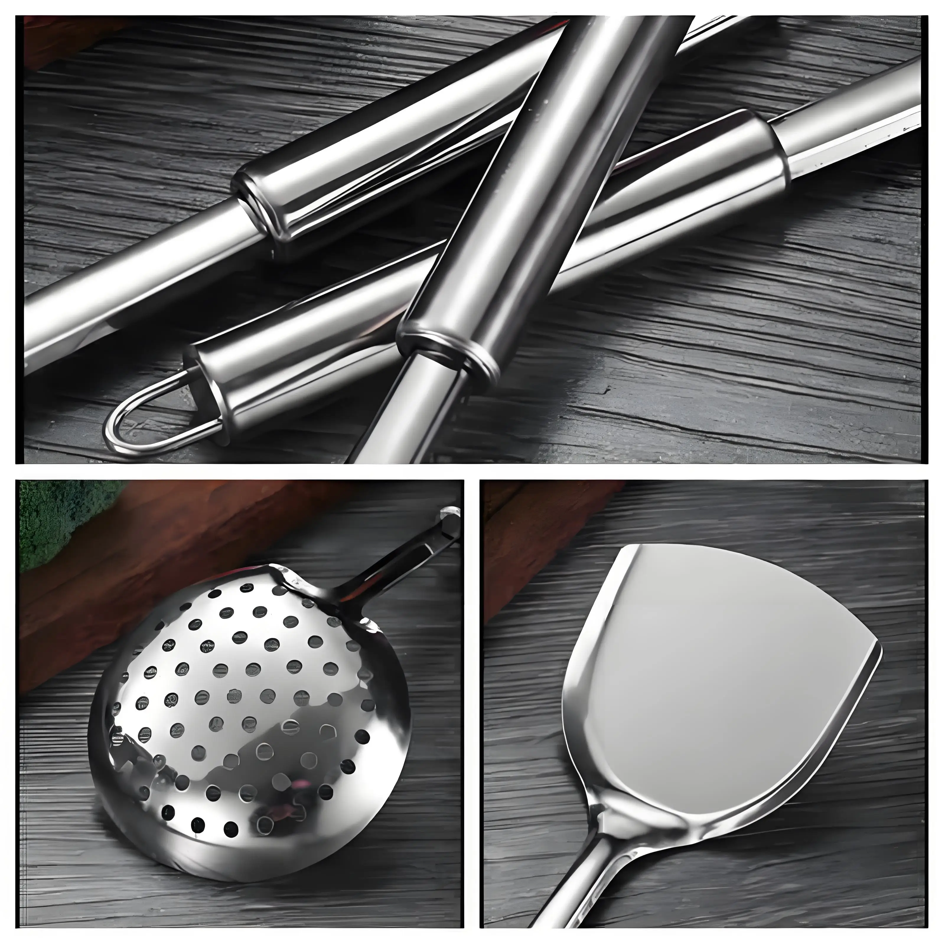 Stainless Steel 410 Kitchen Utensils Spatula Spoon Skimmer Ladle Turner Spaghetti Fork For Pot Home Kitchen Cooking Tools