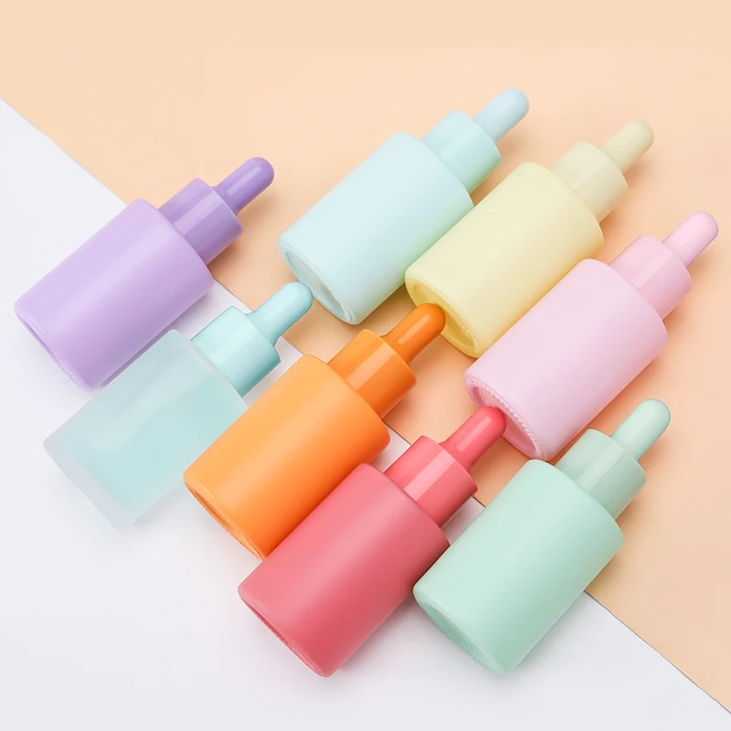 In Stock Color Glass Pink Blue amber Dropper Bottle 30ml Glass Serum Dropper Bottle Essential Oil Dropper Bottle For Skin Care