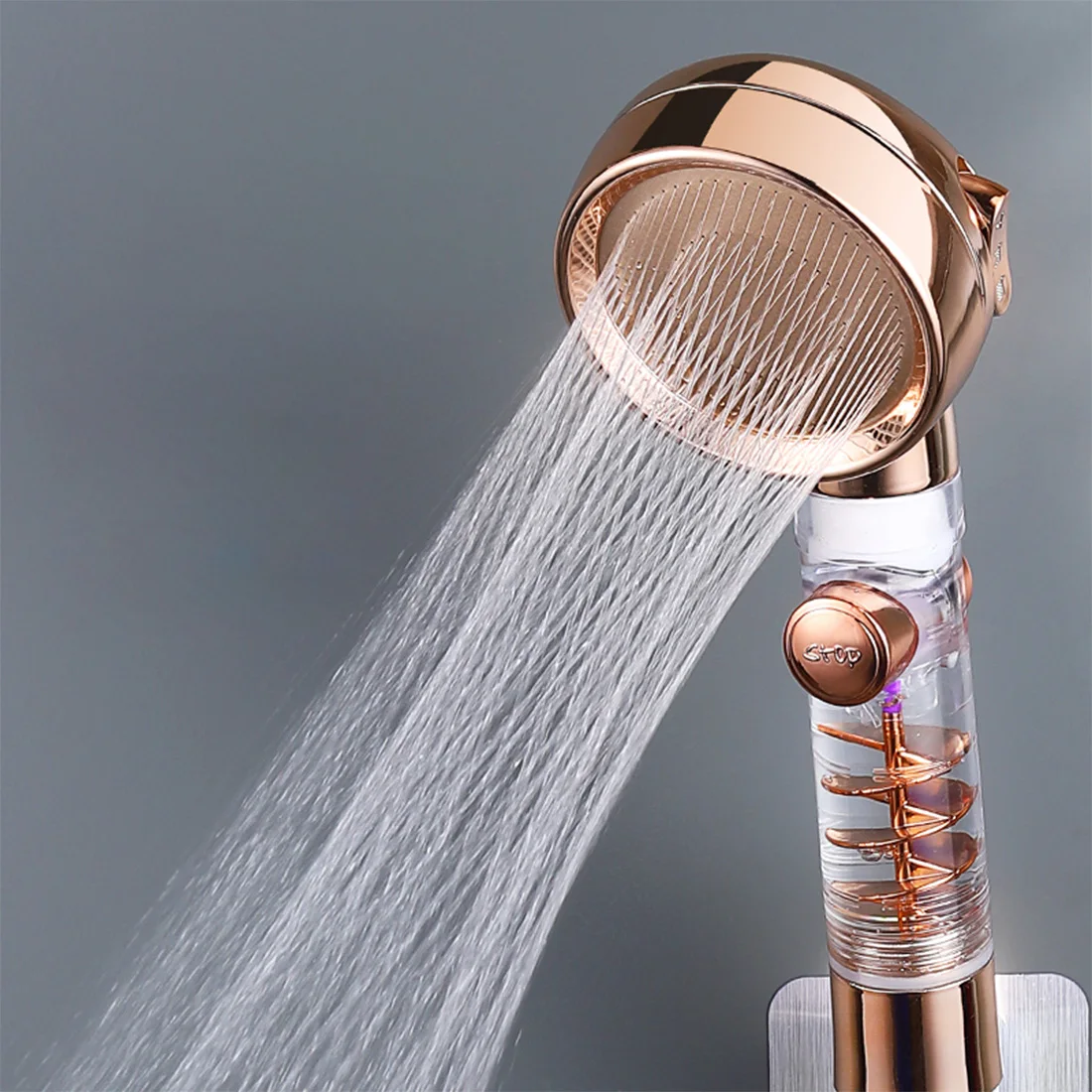 PP Micro Filtering 3 Functions ON OFF Switch High Pressure Turbo Fan Shower Head SPA Propeller Driven Hand Shower
