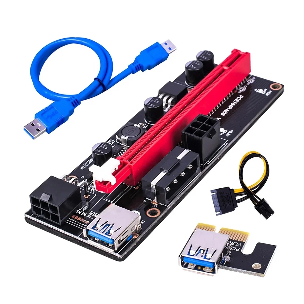  Новый черный VER 009S PCI-E Райзер 1X до 16X графическое расширение с 6 контактами 2 контактов для графического
