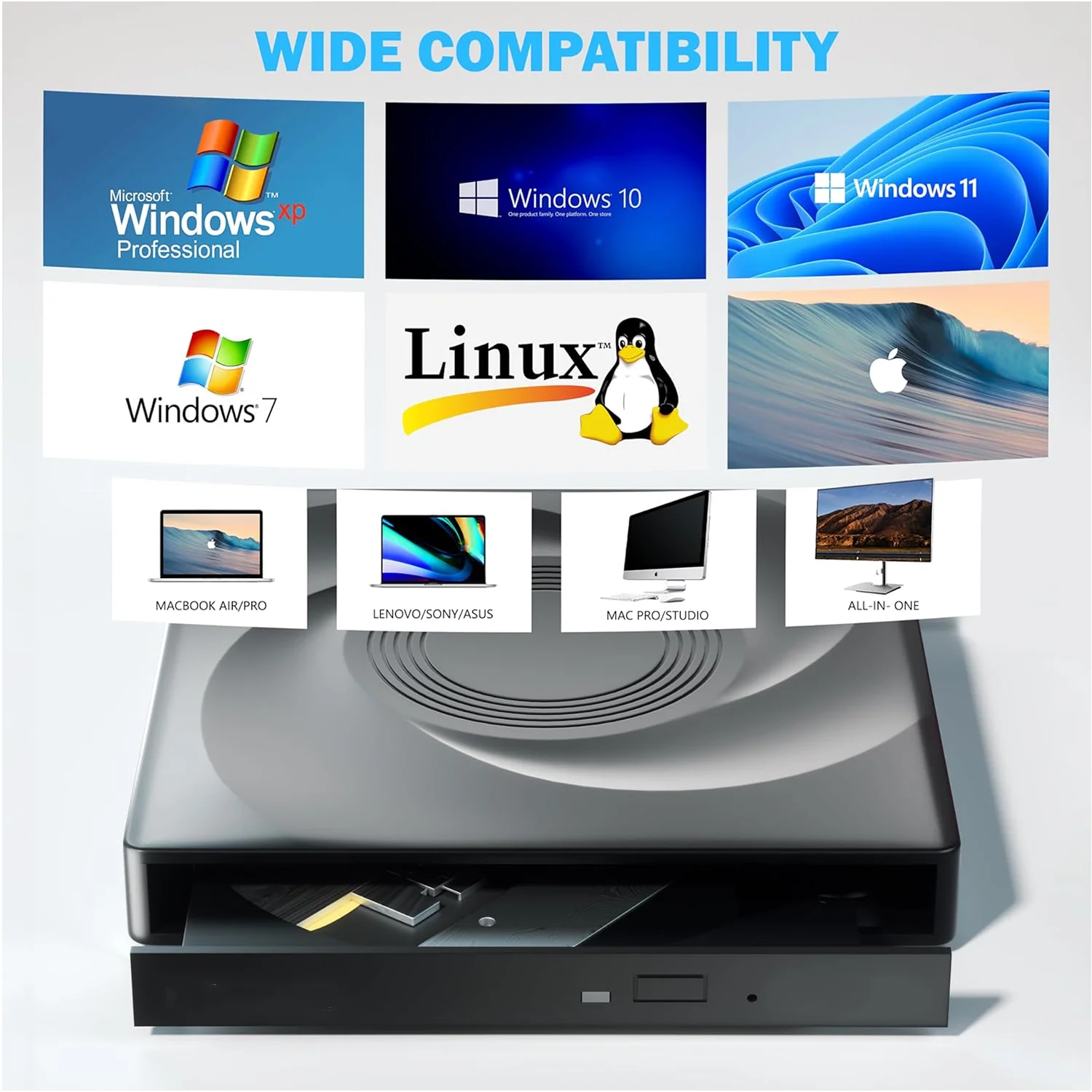 New design Blu-ray 3D cd dvd bd burner supports burning and writing compatible mac/Laptop/desktop/all-in-one  1920*1080P
