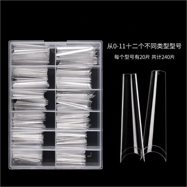  240Pcs Extra Long C Curve Nail Tips Clear UV Gel Salon Ballerina XL XXL Coffin Art