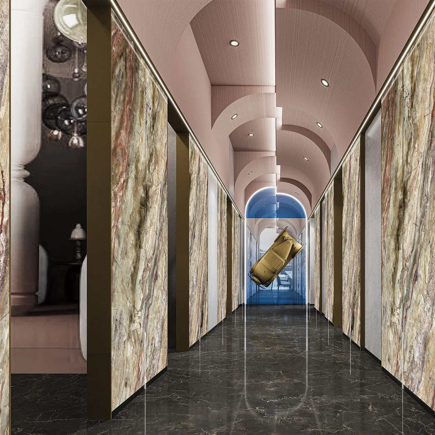 Modern High Glossy Pvc Bamboo Charcoal Indoor Living Room Tv Wall Corporation Decorative Marble WPC Wall Panel