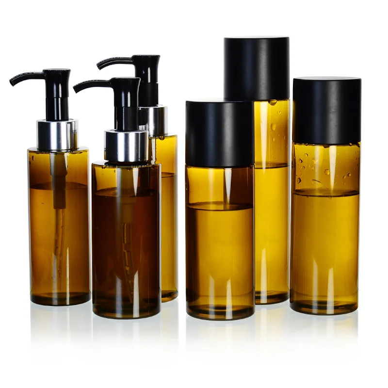 Luxury 120/150/180/200ml PETG Plastic Customized Lotion Cosmetics Packaging Skincare Set Bottles Free Design