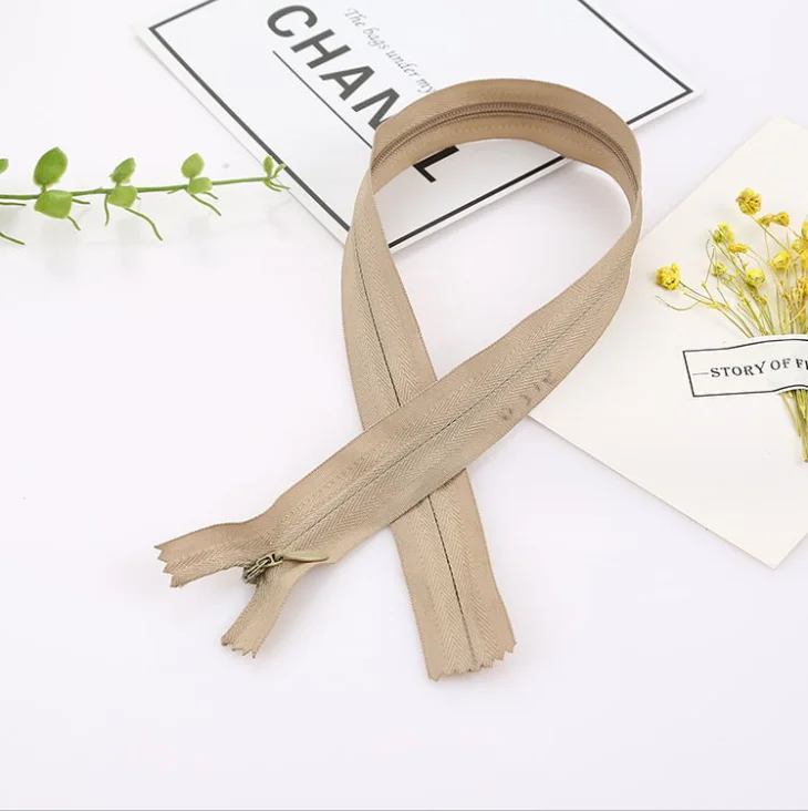 Spot color 3 nylon fabric edge invisible zipper skirt throw pillow women invisible zipper wholesale