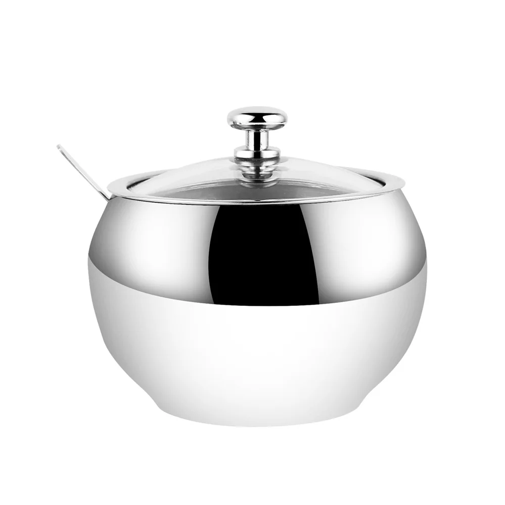 304 Stainless Steel Seasoning Box Set Kitchen Spice Jar Set With Spoon And Visible Lid