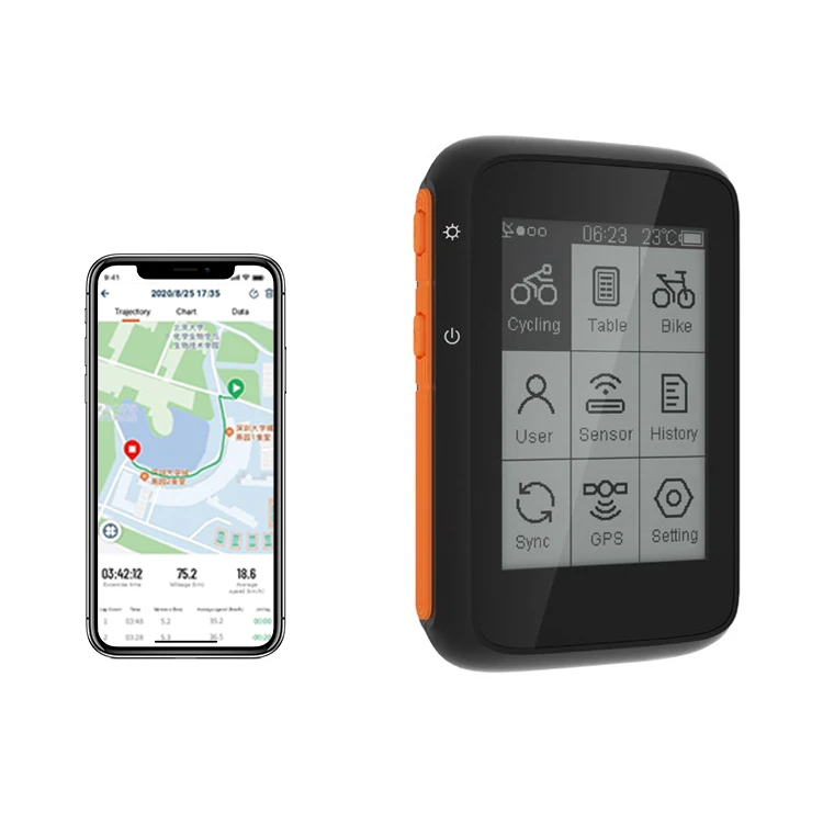 GPS Cycling Computer Long Battery Life Support ANT+/BLE Speed Cadence Heart Rate Monitor Sensors