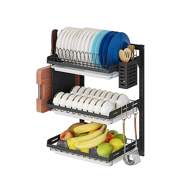 3 яруса столешница Встроенная кухонная сушилка для посуды стеллаж выставки товаров с choopping полка из rackstorage бытовой нож кухонных ножей