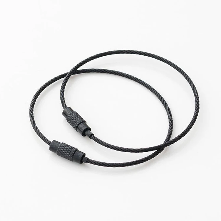 New 1.5mm Colorful Stainless Steel Wire Ring Keychains Aircraft Cable Key Ring Loops For Hanging Luggage Tags Twist