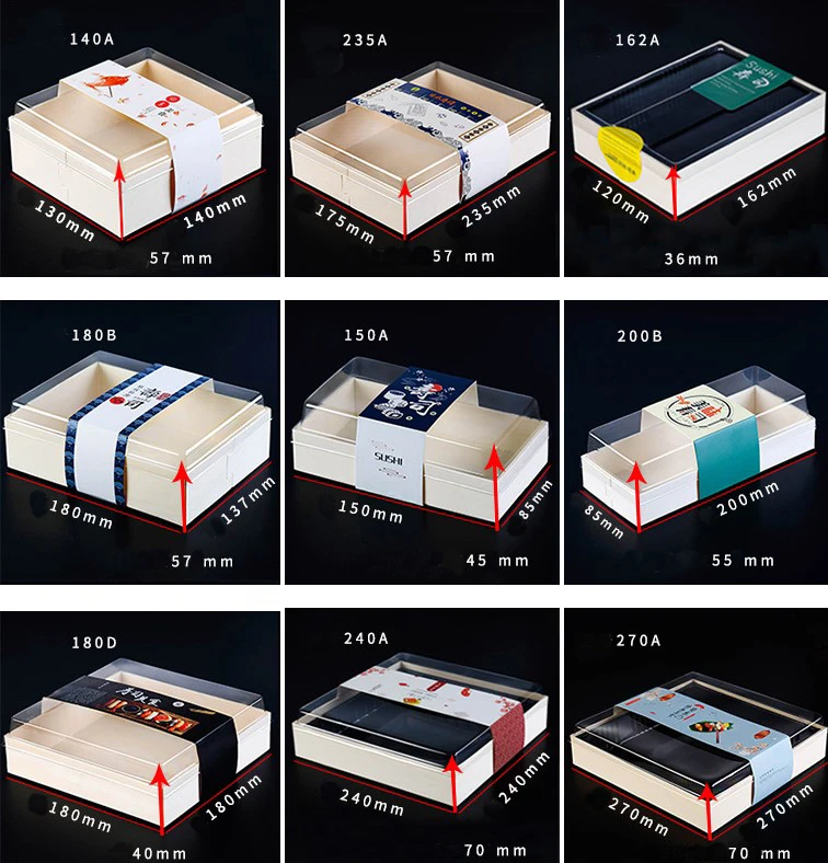 Disposable sushi packaging box Japanese bento wooden takeaway packaging box sample