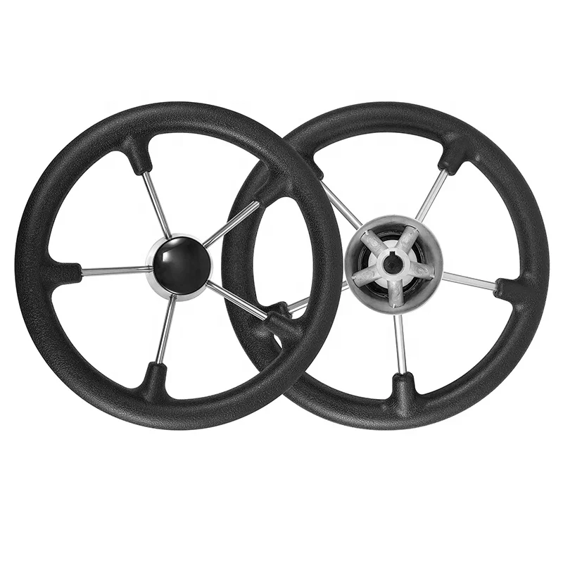 Marine Hardware 15 Inch Boat Steering Wheel Stainless Steel Silver Knob 5 Spokes Sport Steering Wheels High Mirror Polish 