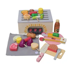 Factory Direct Wooden BBQ Kitchen Toy Sets Pretend Play Kids Cooking Educational Toys