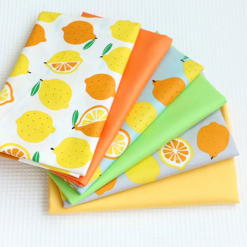 wholesale  Cotton cartoon fruit lemon printed fabric Kindergarten baby cotton twill fabric manual patchwork farbic