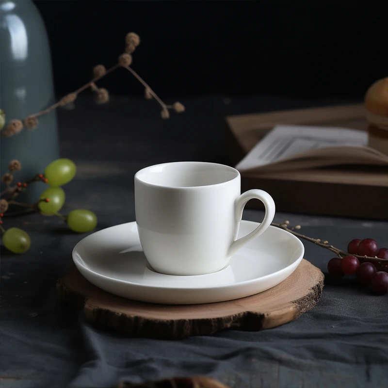 Fast Shipping in Stock Fine Bone China Coffee Cup and Saucer Set Cappuccino Cup With Saucer White Coffee Cups Porcelain