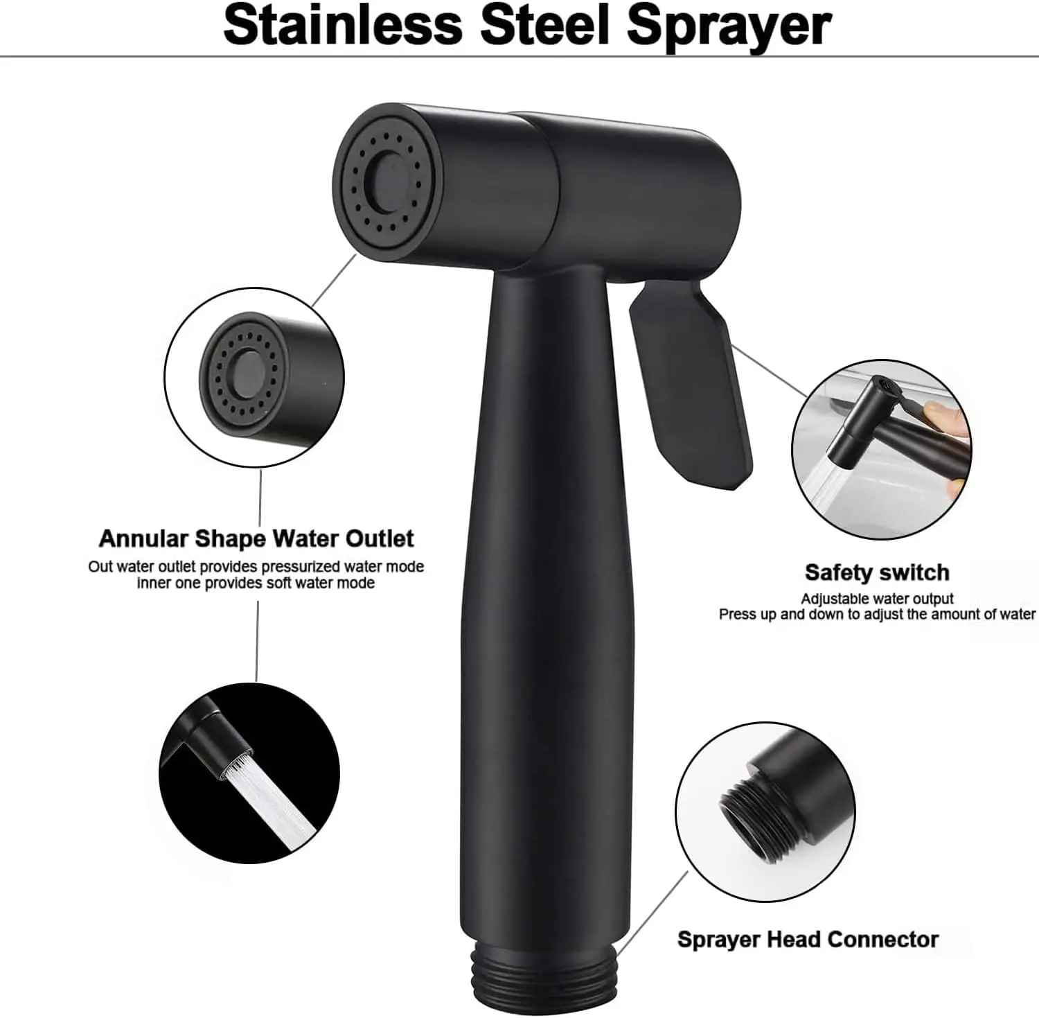 Professional Manufacture Stainless Steel Pressure Portable Handheld Toilet Bidet Sprayer