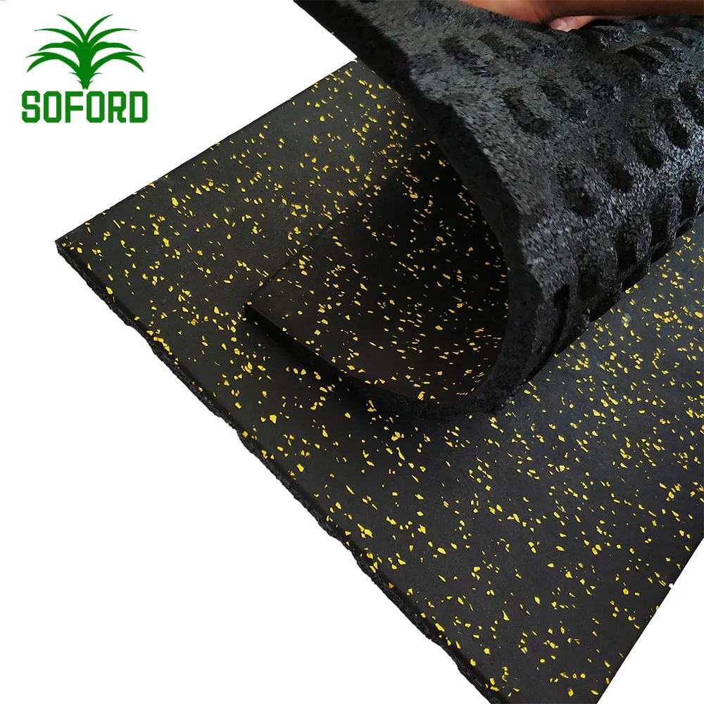 Eco-friendly 20mm sound insulation Gym exercise white rubber floor mats