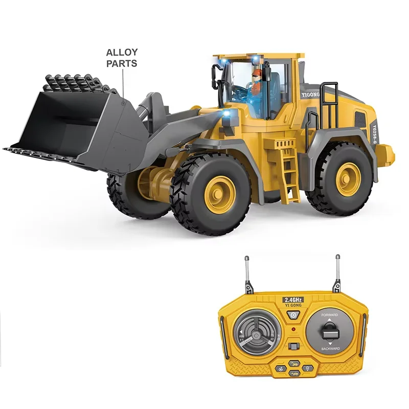Alloy loader RC car toy bulldozer remote control alloy 2.4G1:20 9-channel electric multifunctional RC engineering vehicle