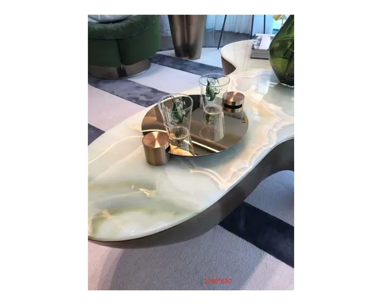 Backlit Stone Table Natural Onyx Stone Furniture Translucidus  Green Onyx Table