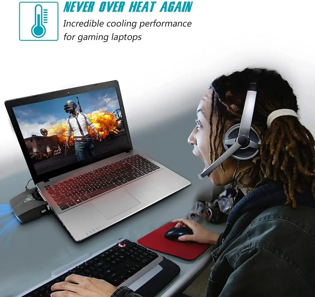 2021 HOT Sale Laptop Cooler with Temperature Display Rapid Cooling Auto-Temp Detection 13 Wind Speed Laptop Cooling Pads