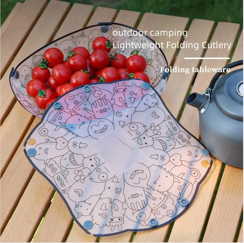 Collapsible Folding Plate Camping Portable Plate Collapsible Tableware Set Foldable Bowl Plate Cup Heat-resistant
