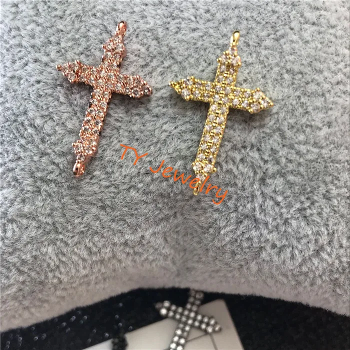 CZ Micro Pave Maltese Cross Connector/Link, Cubic Zirconia Pave Bracelet Necklace Connector