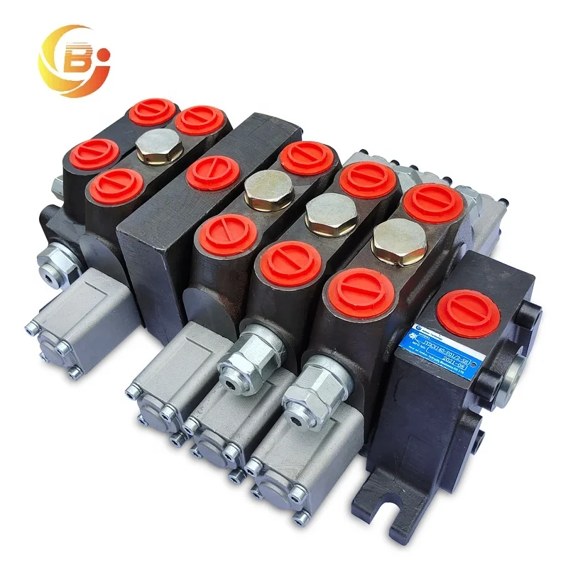 140L/M 3 Spool DCV40 Hydraulic Sectional Electric Pneumatic Control Valve with Hand Control