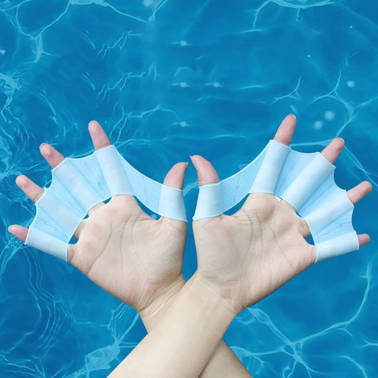 1pair Hot Sale Unisex Frog Type Silicone Girdles Swimming Hand Fins Flippers Palm Finger Webbed Paddle Water Sports Tool
