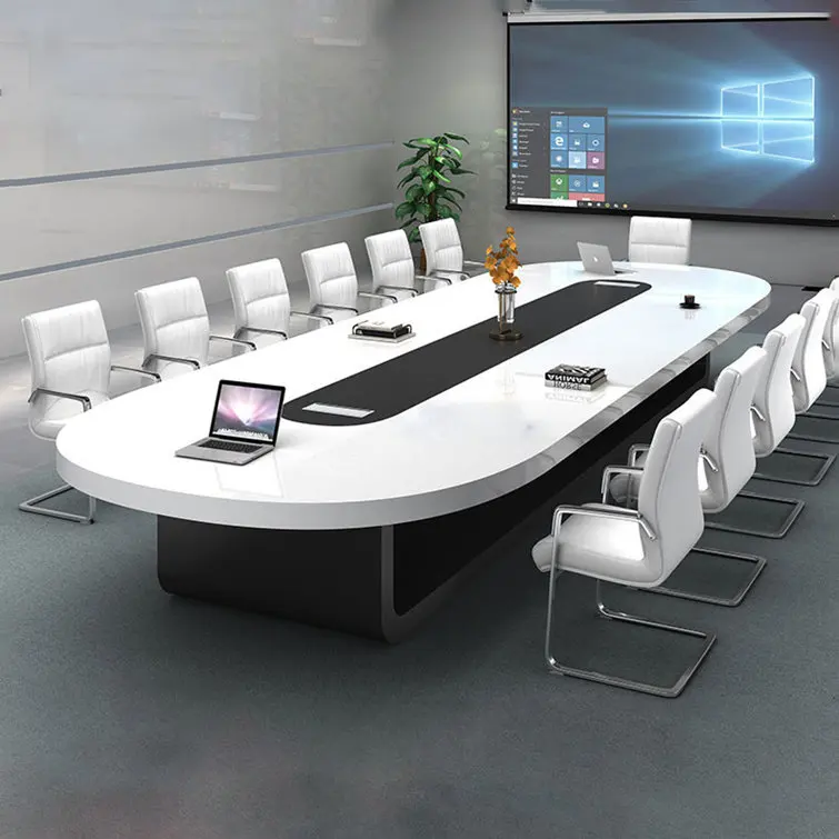 Custom size long conference table modern solid surface meeting room executive office desk