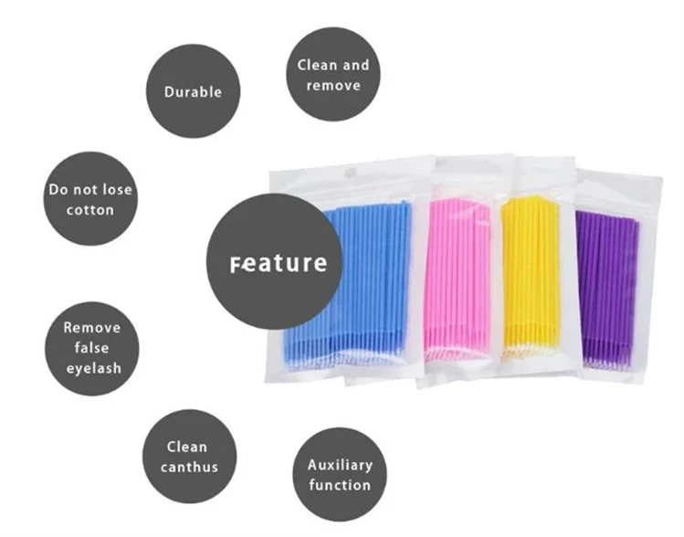 Good Sale 100pcs Disposable Dental Microbrush Brush Eyelash Extension Micro Applicator Microbrush
