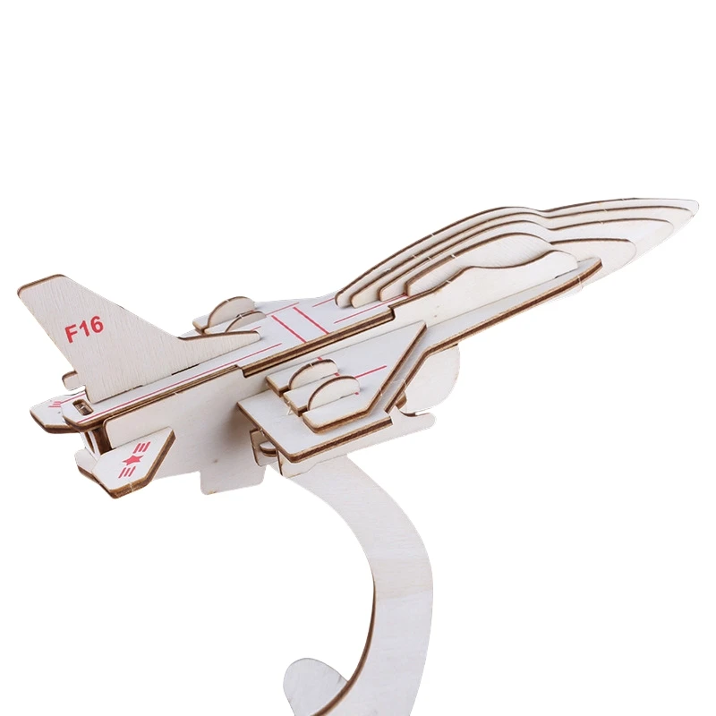 Hot Selling High Quality Laser Cut Wooden Jigsaw Puzzle Educational DIY Cartoon Model Assemble Toy for Kids Inspired by Fighter