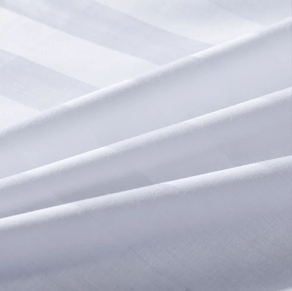 2024 Wholesale Hotel hospital white cotton satin/stripe/jacquard Striped 1/2/ 3cm fabric Bedsheet pillow quilt cover Fabrics