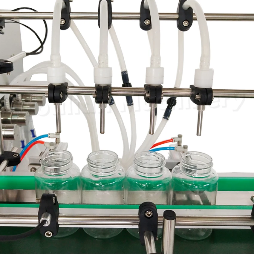 GX-4 Semi Automatic Desktop CNC 4 Nozzles Filler Water Perfume Juice Oil Liquid Filling Machine with Conveyor