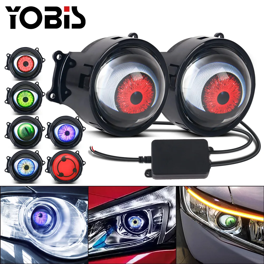 Yobis New Arrival 12V Wholesale Decorative Lamp  Blinking Dynamic Devil Eye 12W APP Control LED Light IP68 Car Lighting Systems